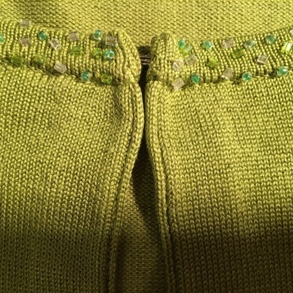 INC INTERNATIONAL CONCEPTS Beaded SPRING SUMMER Cardigan, GREEN, Size M - Picture 7 of 8